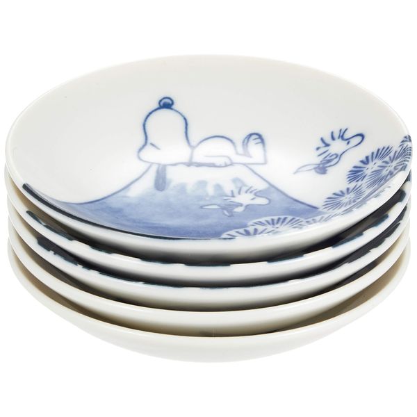 Yamaka Shoten SN80-127H Peanuts Snoopy Dyed Soy Sauce Plate, Small Plate, Bean Plate Set, 5 Patterns, Dinnerware Set (Gift Box Included) Adult Design, Goods, Snoopy Tableware, Microwave, Dishwasher