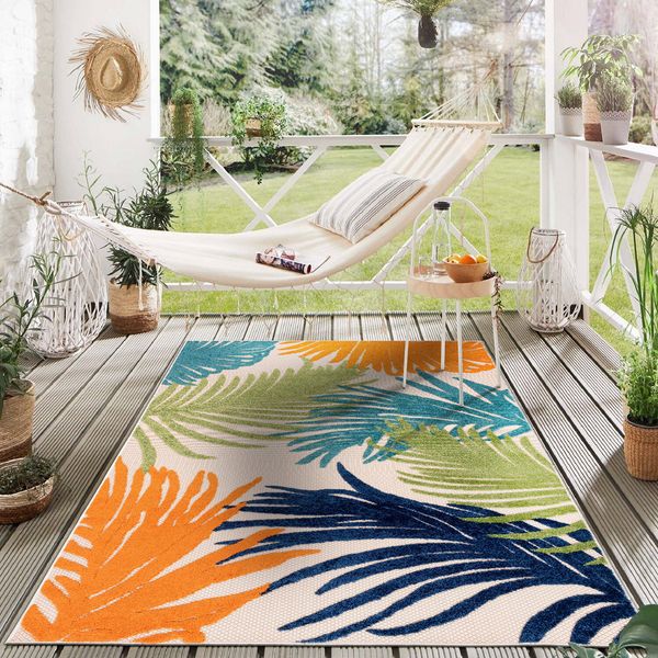 Indoor Outdoor Area Rugs Tropical Floral Carpet Garden Rug Outdoor Patio Rug 5x7