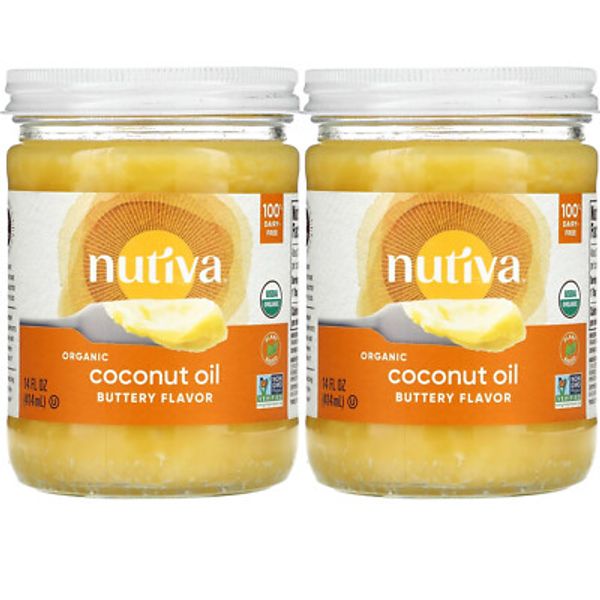 Nutiva, (2 Pack) Organic Coconut Oil, Butter Flavor, 14 fl oz (414 ml)