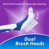BrightWorks Denture Brush, Dual-Action Brush Heads, (Pack of 3)
