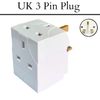 3-Way Plug Adaptor - 13A Multi Adaptor Extension - Double UK 3 Pin Socket Wall Extension - Power Extender Block Splitter