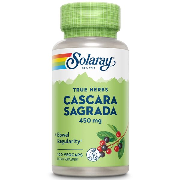 Solaray Cascara Sagrada Bark, Veg Cap (Btl-Plastic) 450mg 100ct