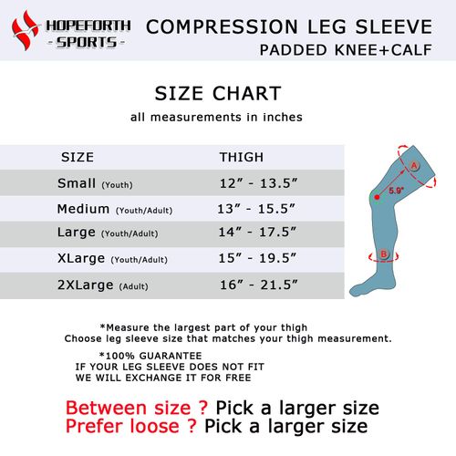 HOPEFORTH Knee Calf Padded 2 Pack Compression Leg Sleeve Thigh Sports Protective Gear Shin Brace Support for Football Basketball Volleyball Soccer Baseball Tennis