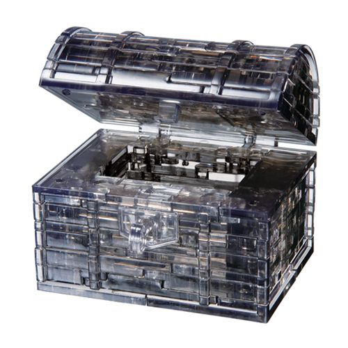 Bepuzzled Original 3D Crystal Puzzle - Treasure Chest, Black - Fun yet challenging brain teaser that will test your skills and imagination, For Ages 12+