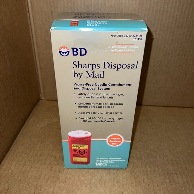 BD Sharps Disposal by Mail Worry free Needle Disposal. 1.4qt. BNIP.