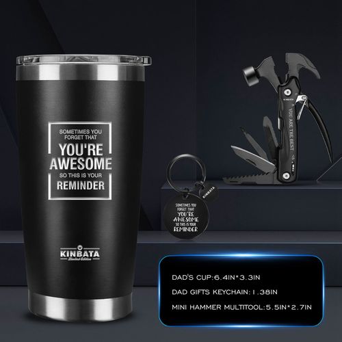 Awesome Birthday & Christmas Gifts for Him - Inspirational Gifts for Women & Mothers Day - Best Anniversary Baskets for Husband & Coworker - Fathers Day Tumbler & Multitools