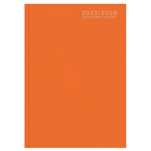 Academic 2025-2026 A4 Day a Page Diary – Hardback Mid Year Planner with Textured Covers – Organiser for Students & Teachers (Orange)