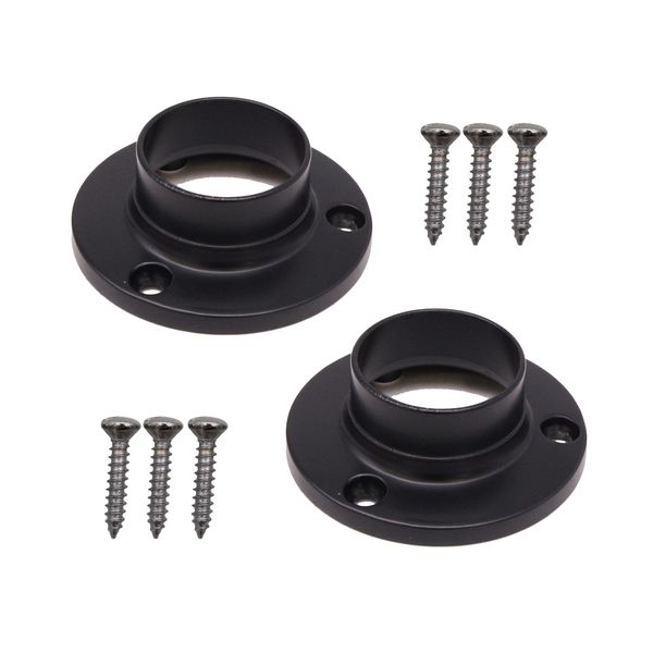 Round Wardrobe Rail for Hanging Clothes Rails 25mm (End Socket) Black