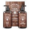 Viking Revolution Beard Wash & Beard Conditioner Set w/Argan & Jojoba Oils - Softens & Strengthens - Natural Sandalwood Scent - Beard Shampoo w/Beard Oil (17 oz)