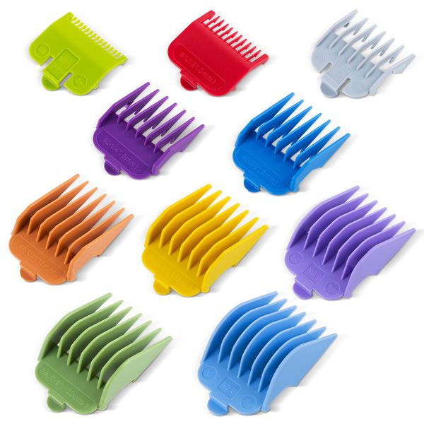 BESTBOMG 10 Color Professional Hair Clipper Guide Combs, Replacement Guards Set, Attachment Guide Combs, Great Fits for Many Clippers/Trimmers