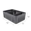 Simplify Stackable Organizer Bin with Adjustable Dividers, 3 Compartment Storage Basket, Good for Office, Home & Dorm, Polypropylene (PP), Grey
