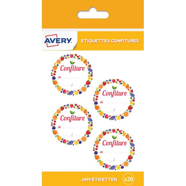 AVERY Pack of 20 Jam Labels Diameter 47.5 mm