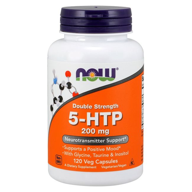 NOW Foods 5-HTP, 200 mg, 120 Veg Capsules - Neurotransmitter & Mood Support