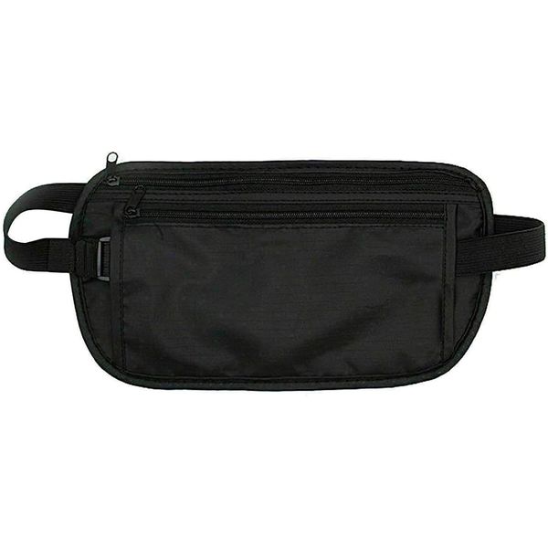 SanSixi Travel Money Belt Hidden Wallet Passport Money Waist Belt Bag Slim Secret Security Travel Bag Chest Pack (Black)