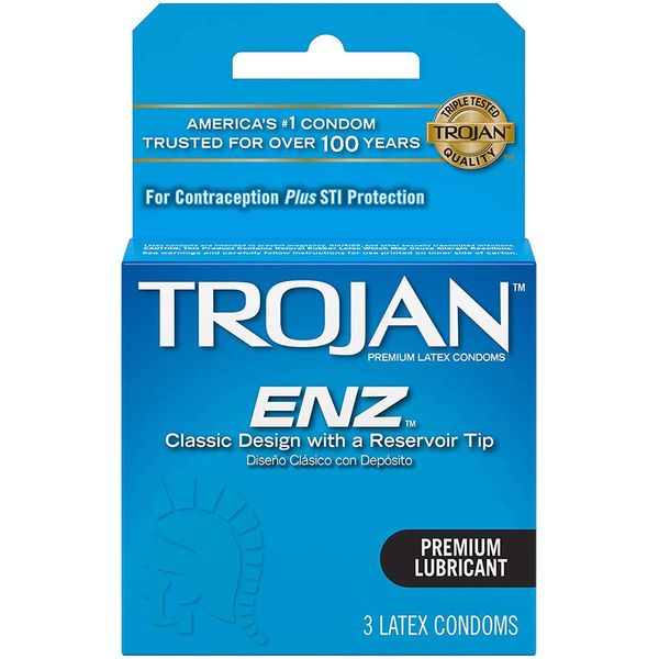 Trojan Enz Lubricated Size 3s Trojan Enz Lubricated Latex Condoms 3ct