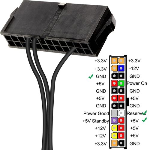 DKARDU 2 Pack 24 Pin ATX Red LED Power On/Off Switch Jumper Bridge Adapter Cable for Pulsing Water Cooling Pump On and Off, 55cm