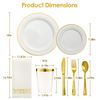 175Pcs Disposable Gold Plastic Plates Cups Spoon Knife Napkins Dinnerware Party