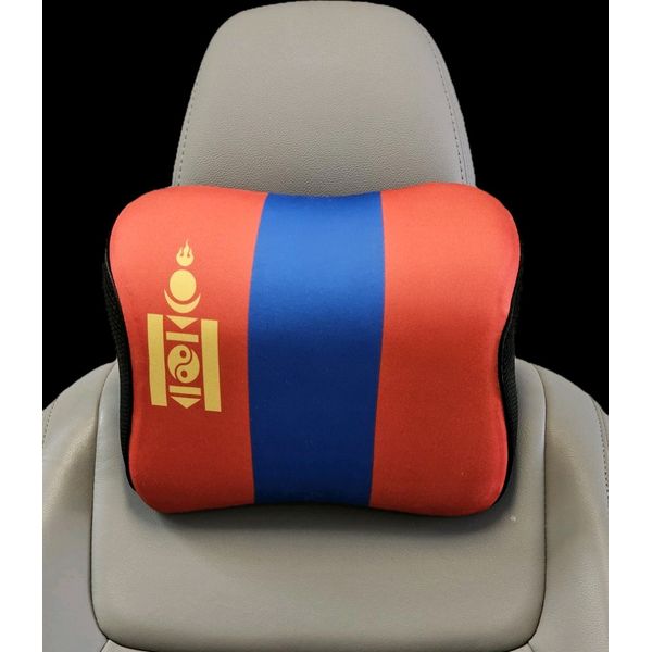 Mongolia Flag Headrest Neck Support Pillow with Memory Foam (2 Pack)