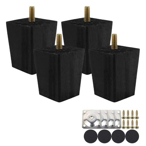 Jetcloud Height Sofa Legs,4PCS Wooden Furniture Legs,Square Tapered Solid Replacement Furniture Armchair Cabinet Feet Legs Straight Wood Color for Ottoman Couch Dresser (6CM Black)