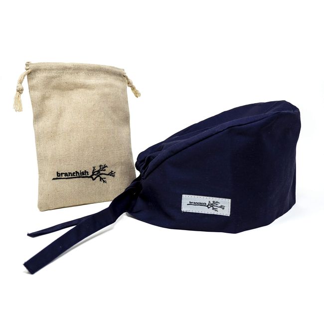 branchish Surgical Scrub Cap for Women - Bouffant Hat & Hair Cover Bonnet for Nurses (Navy Blue)