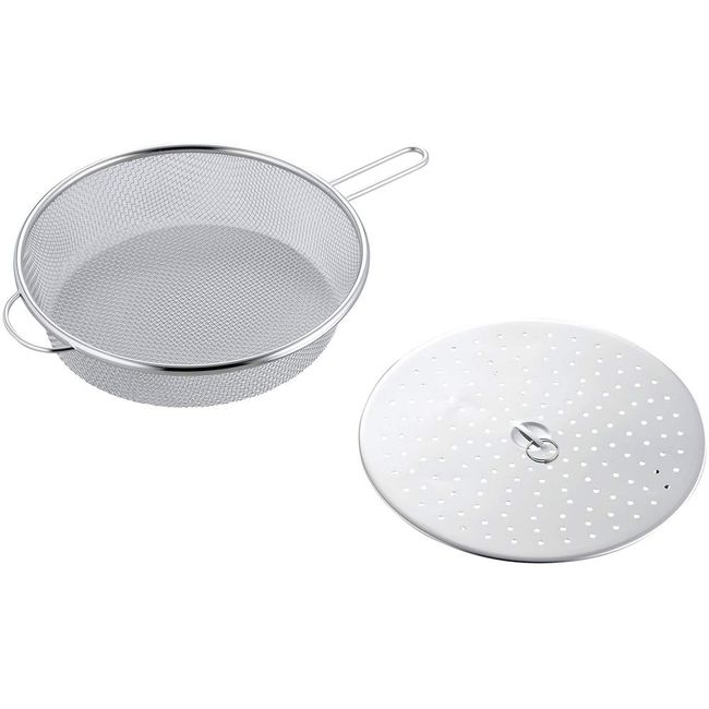 Shimomura Planning 41217 Steaming and Boiling Cooking Set, Convenient for Use in Frying Pans, Made in Japan, Steaming Colander, Steaming Plate, Convenient Set of 2 Types, Stainless Steel, Tsubamesanjo