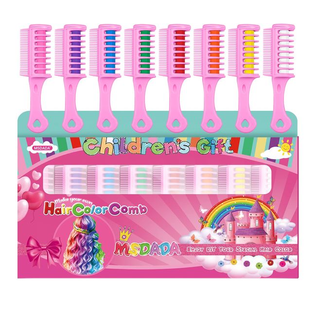 MSDADA Hair chalk for girls-New Hair chalk comb Temporary Bright Washable  Hair color Dye for Kids-Toys for 6 7 8 9 10 Ye