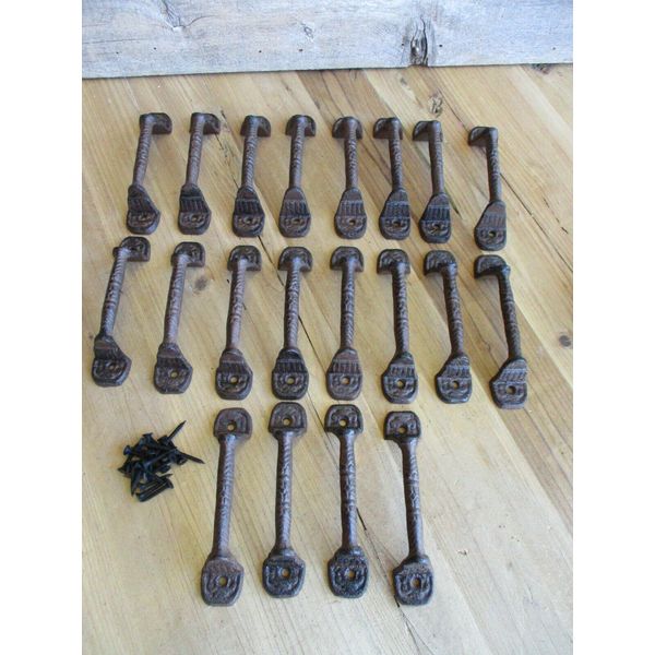 20 Cast Iron RUSTIC Barn Handle Gate Pull Shed Door Handles Fancy Drawer Pulls