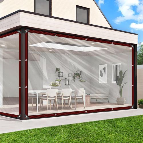 Clear Tarp - Heavy Duty Waterproof 6x6FT Clear Plastic Tarp with Grommets Transparent Vinyl Tarps Outdoor Garden Rainproof Tarpaulin for Greenhouse Plant Patio Roofs Porch Chicken Coop