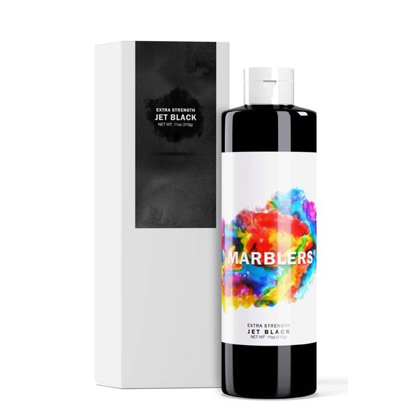 MARBLERS Liquid Colorant 11oz (310g) [Jet Black] | Water-Based | Dye, Tint, Pigment | Odorless | Non-Toxic | For Concrete, Cement, Mortar, Grout, Gypsum, Water-Based Paint, Jesmonite, Plaster