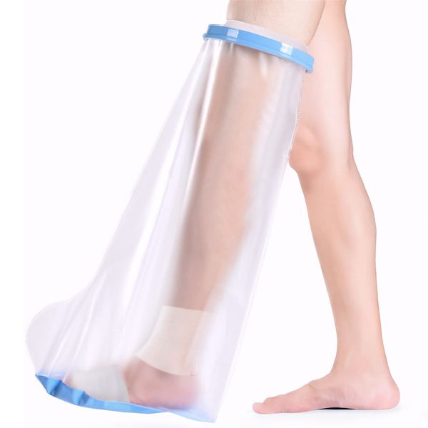 Fasola Leg Protector Showering, Non-Slip Cast Cover for Half Leg, Broken Knees, Toe, Ankle, Foot, Reusable Cast Bag Keep Foot Dry