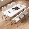 Folding Table 6 Ft Foldable Table, Portable with Lock & Carrying Handle White