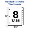 Avery 11124 Insertable Big Tab Dividers, Single 8-Tab Set, Clear-White