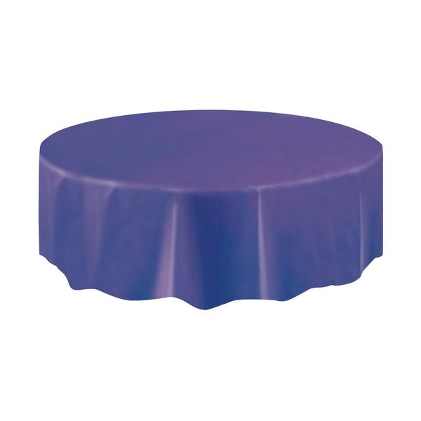 Deep Purple Solid Round Plastic Table Cover (213cm) 1 Count – Vibrant & Durable Party Essential for Easy Cleanup and Decoration