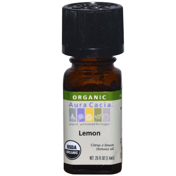 Organic Lemon Essential Oil Aura Cacia 0.25 oz Oil