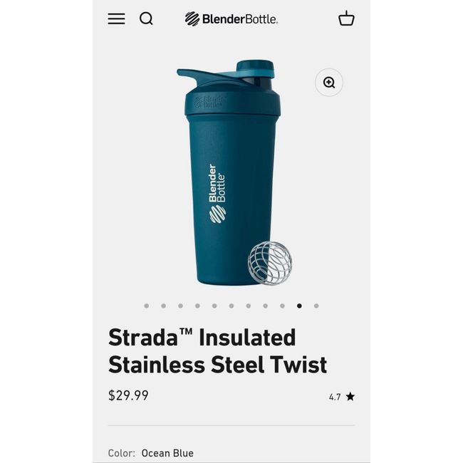 BlenderBottle Strada Insulated Stainless Steel Twist 24 oz Protein