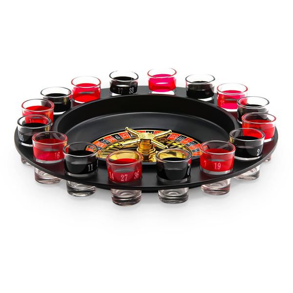 Crystals Casino Party Glasses Game Spin & Shot Roulette Wheel Drinking Set for Adults 18+