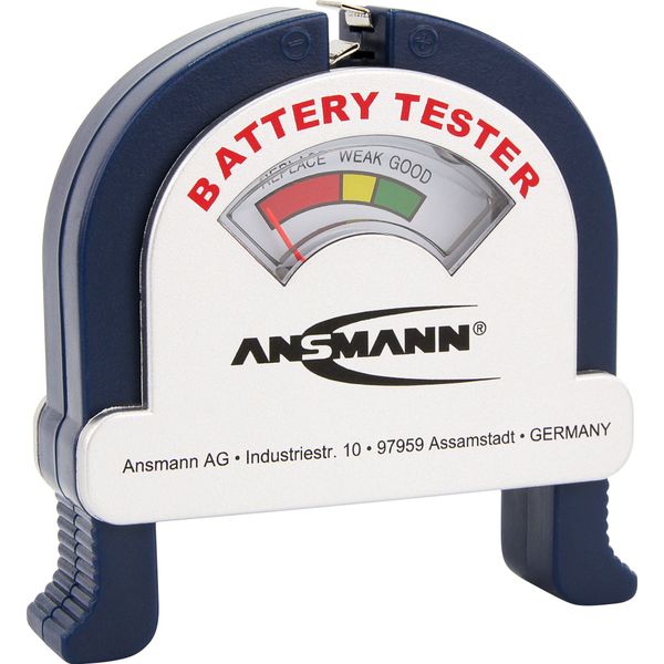 ANSMANN Battery Tester / Zuverlässiges Batterie- & Akkutestgerät zum Anzeigen der verbleibenden Kapazität / Kapazitätsanzeige für Akkus, Batterien & Knopfzellen / Funktioniert komplett ohne Strom