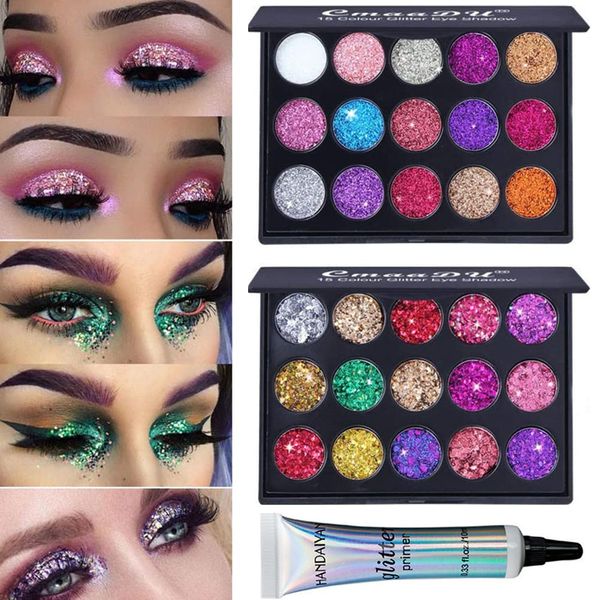 Mysense 30 Colors Glitter Eyeshadow Palette,Party Diamond Pressed Pighmented Mineral Ultra Makeup Shimmer Sequined Palette,Long Lasting Waterproof Eye Shadow Power With Glue Primer