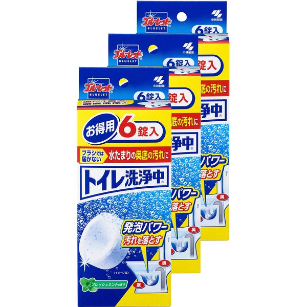 [Bulk Purchase] Washing Toilet Bowl Bottom (Water Reservoir) Cleaning Agent, Fresh Mint Scent, 6 Tablets x 3 (Bluelet Brand)