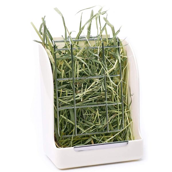 CalPalmy Hay Feeder for Rabbits, Guinea Pigs, and Chinchillas - Minimize Waste and Mess with 5.5" x 3.5" x 7.4" Hanging Alfalfa and Timothy Hay Dispenser