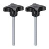 sourcing map 2pcs Star Knobs M8 x 100mm Male Thread Plastic 4-Star Stud Knob Hand Tightening Clamping Screw Replacement Threaded Handle, Black