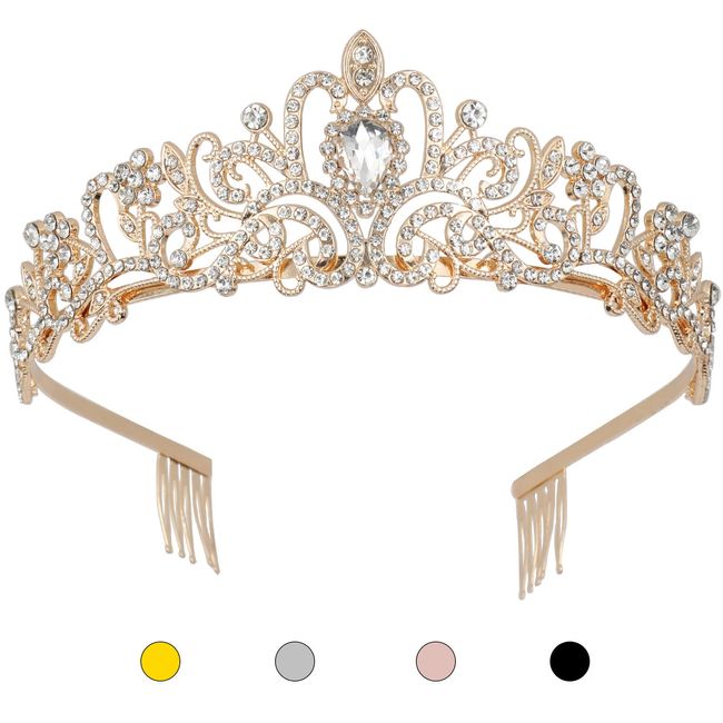 Noonhorse Tiara and Crown for Women Gold Taras for Girls Princess Crown Prom Queen Headband Bride Headpiece for Wedding Halloween Cosplay