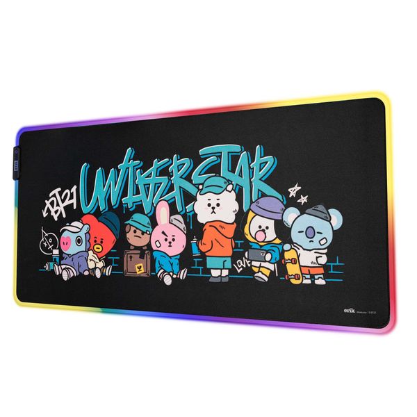 Grupo Erik BT21 Official Merchandise XXL RGB Gaming Mouse Mat | LED Mouse Mat | 900x400x4 mm Non-Slip Rubber Base Mouse Pad RGB, RGB Gaming Mouse Pad, Keyboard Mouse Mat | BT21 Gifts | Kawaii Gaming