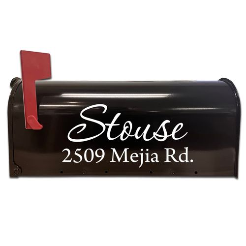 Mailbox Decals Personalized Address and Street Name Outdoor Stickers VWAQ-CMB1 (12 Inch X 6 Inch, White)