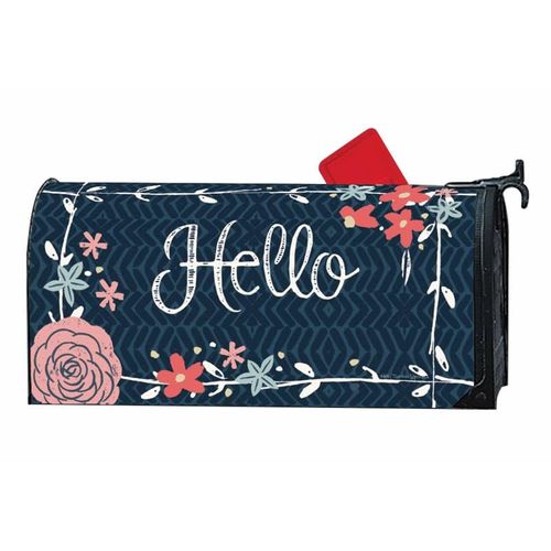 Studio M The Original Magnetic Mailbox Cover, Decorative MailWrap Fits Standard Size 6.5 x 19 Inch Mailbox, Weather Resistant Vinyl, Charming Rose Hello
