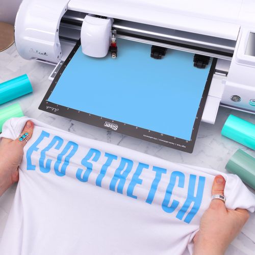 Siser EasyWeed EcoStretch Heat Transfer Vinyl, 19.66" x 5ft Roll (White) - Compatible with Siser, Cricut, Silhouette and Other Professional/Craft Cutters - CPSIA Certified