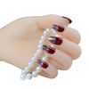 YONAIL 24pcs/set Pretty False Nails Press On Nails Acrylic Glitter False Nails with Glue On False Nails Medium Long Design Women Girls Bride Nail Art Tips