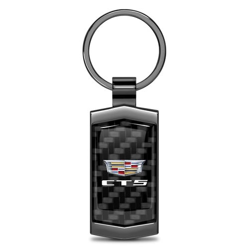 iPick Image for Cadillac CT5 Logo Real 3K Carbon Fiber Gunmetal Black Case Key Chain