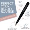 Slant Tweezers - Majestik+ Professional Stainless Steel Slant Tip Tweezer - The Best Precision Eyebrow Tweezers for Your Daily Beauty Routine! in Black