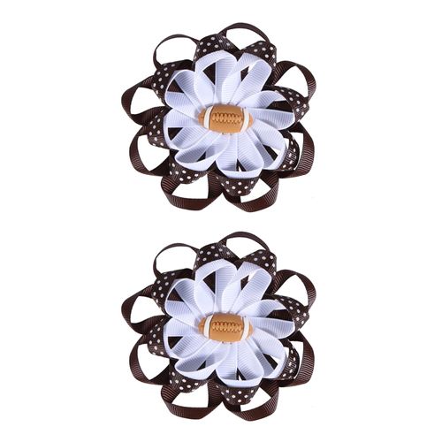 SUPCLIPS Football Bow Hair Clips Curly Ribbon Flower Cheerleader Hair Bows Youthful Sports Style Hair Accessories for Kids Girls